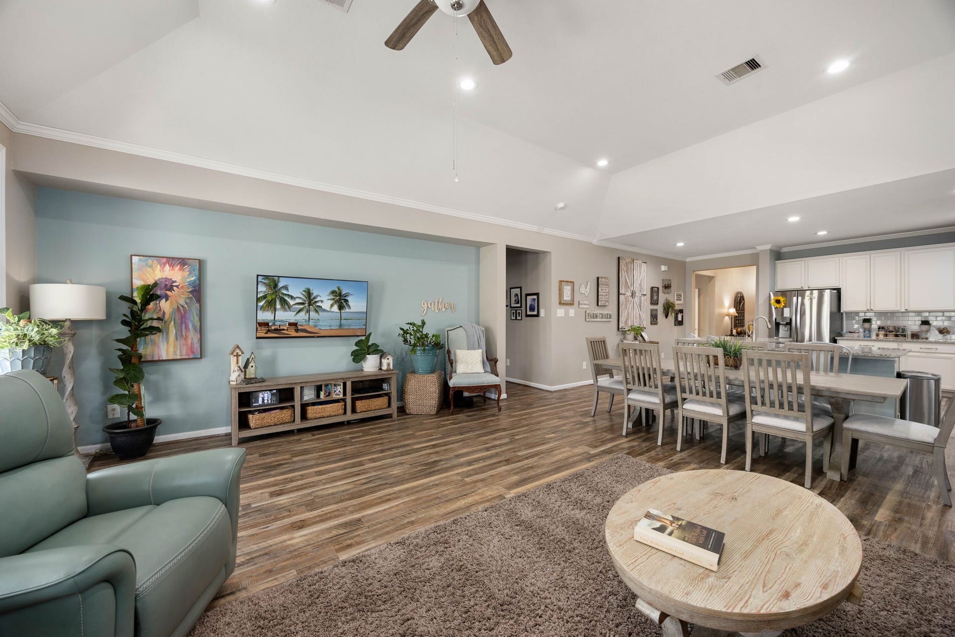 24114 Buffalo Cove Lane, Katy, TX 77493 The open layout connects the living, dining and kitchen areas, giving the main living space an easy, open, natural flow.
