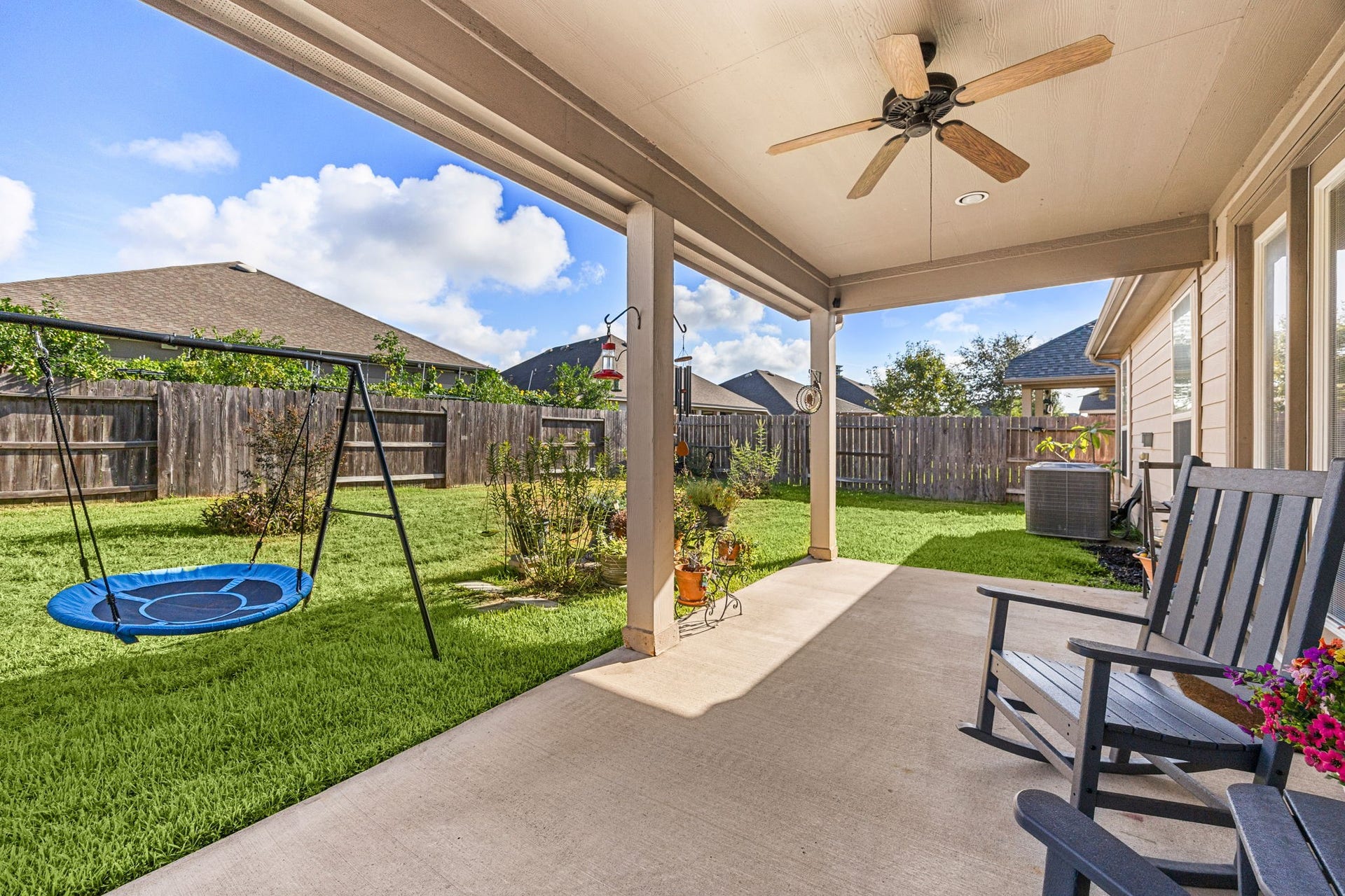 24114 Buffalo Cove Lane, Katy, TX 77493 The covered patio is perfect size and stretches across the yard.