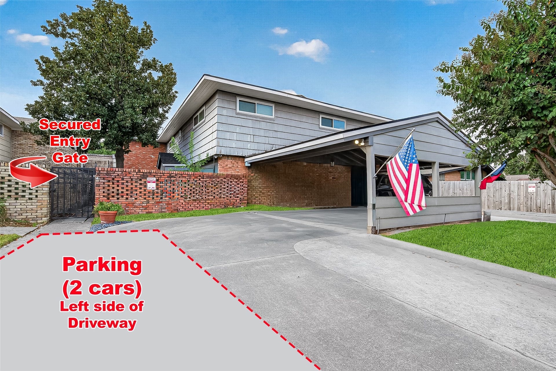 4727 Merwin Street, #A, Houston, TX 77027 2 reserved uncovered parking spaces assigned for unit A