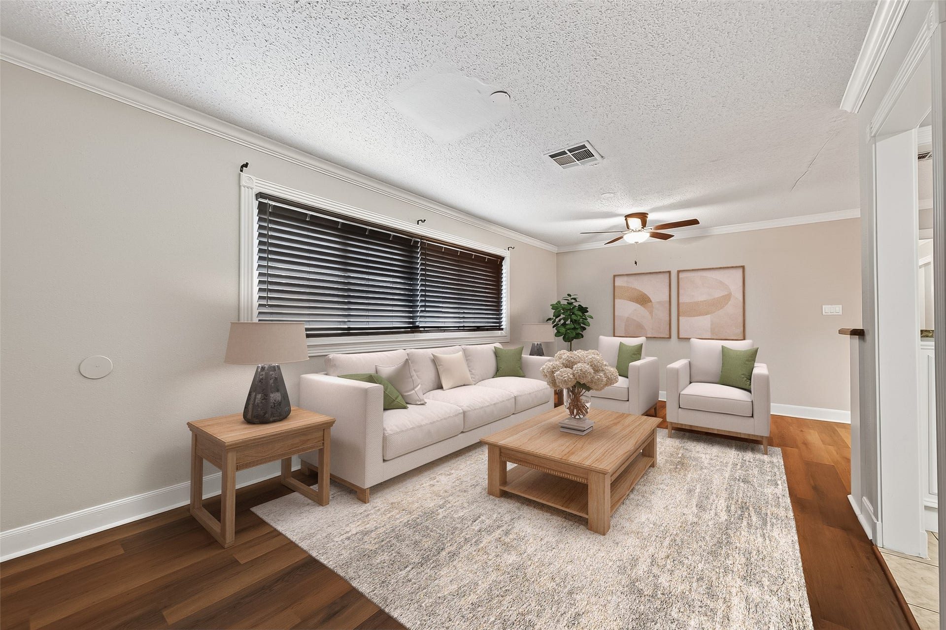 4727 Merwin Street, #A, Houston, TX 77027 Another view of the huge Family room that is open to the Dining Room/Breakfast Area! Virtually Staged