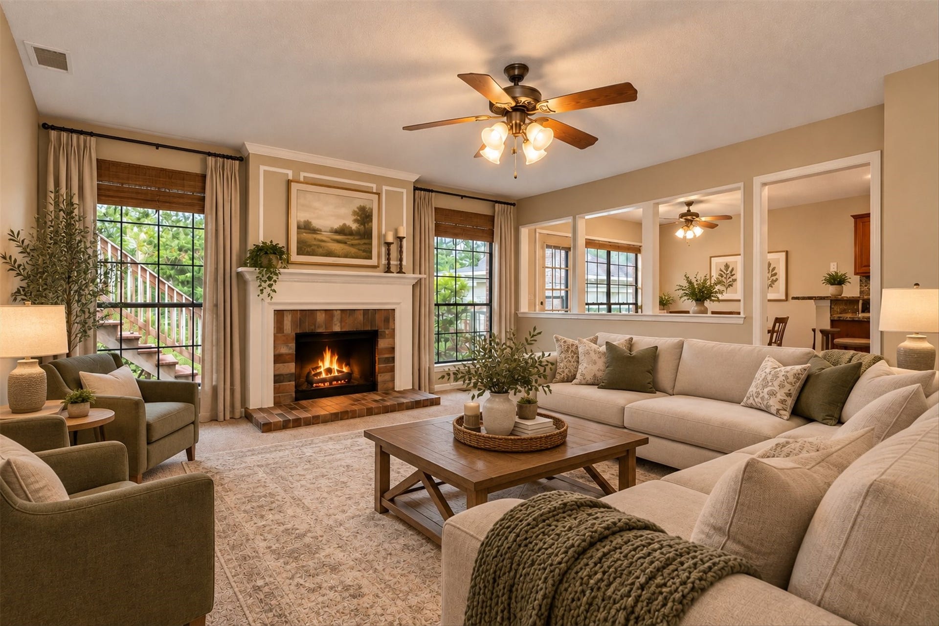 42 Thorn Berry Place, The Woodlands, TX 77381 Virtually staged family room on first floor