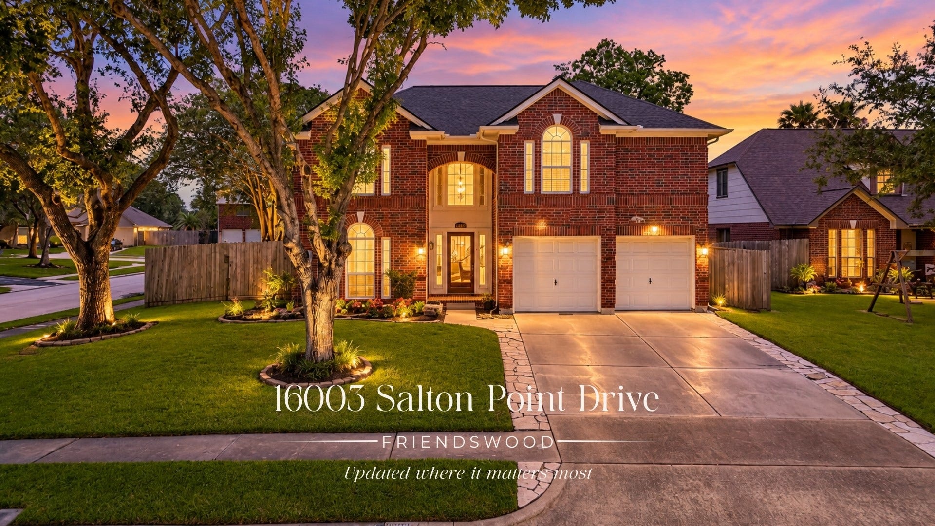 16003 Salton Point Drive, Friendswood, TX 77546 Welcome to Salton Point at Sunset. Virtually enhanced.