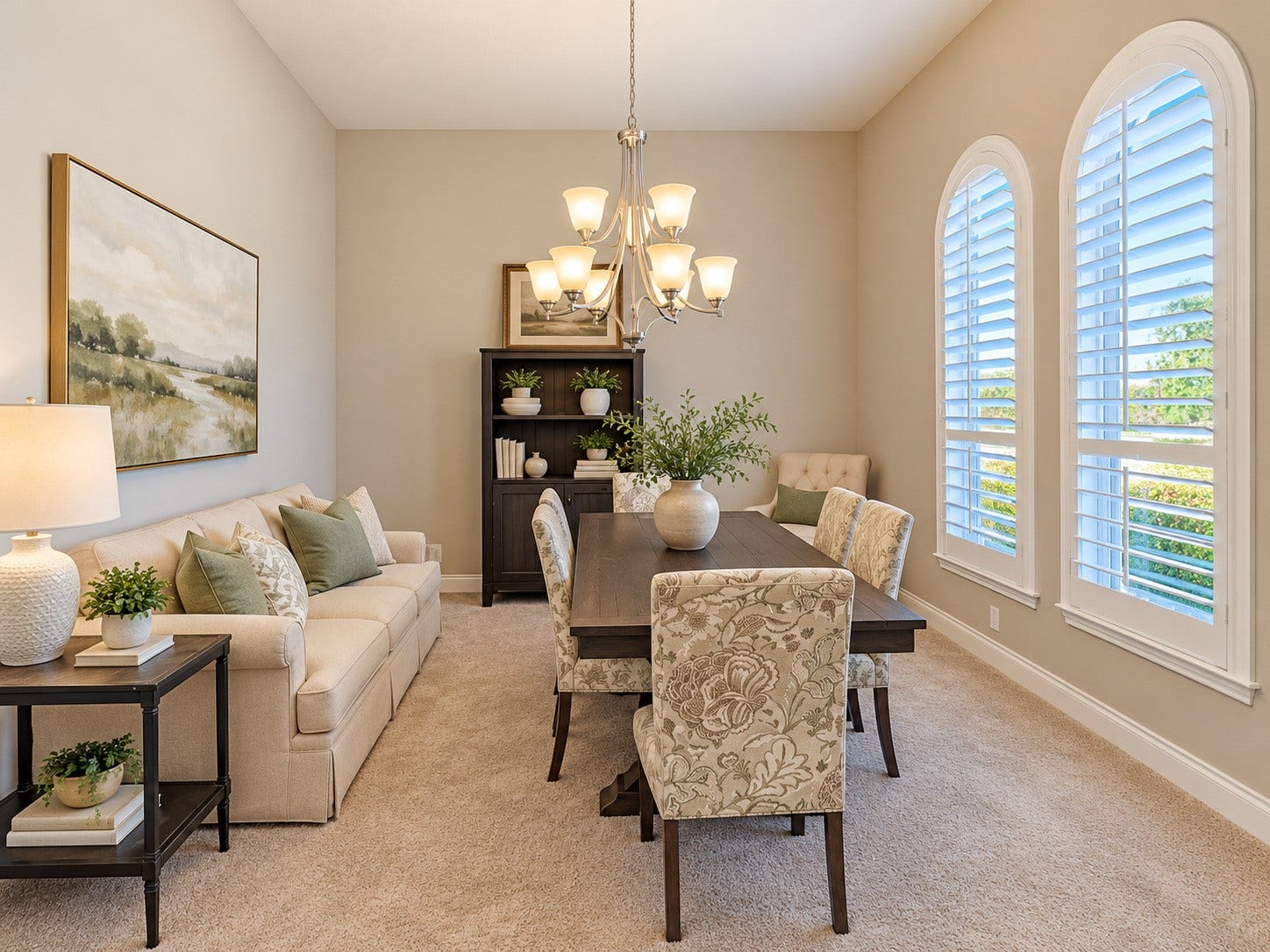 3414 Magnolia Shores Lane, Pearland, TX 77584 Beautifully appointed formal dining area with soaring ceiling height, an elegant chandelier, and abundant natural light.