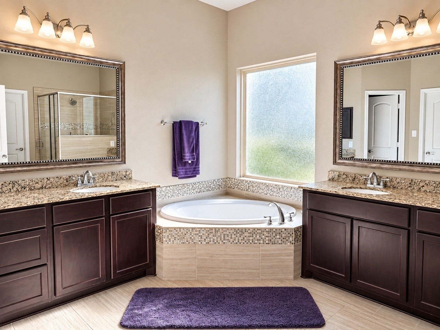 3414 Magnolia Shores Lane, Pearland, TX 77584 Retreat to a spacious primary bathroom designed for relaxation, offering an inviting atmosphere and timeless elegance.