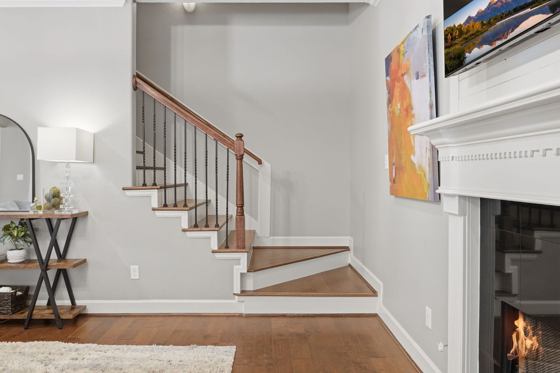 Beautiful hardwood staircase to the second story.