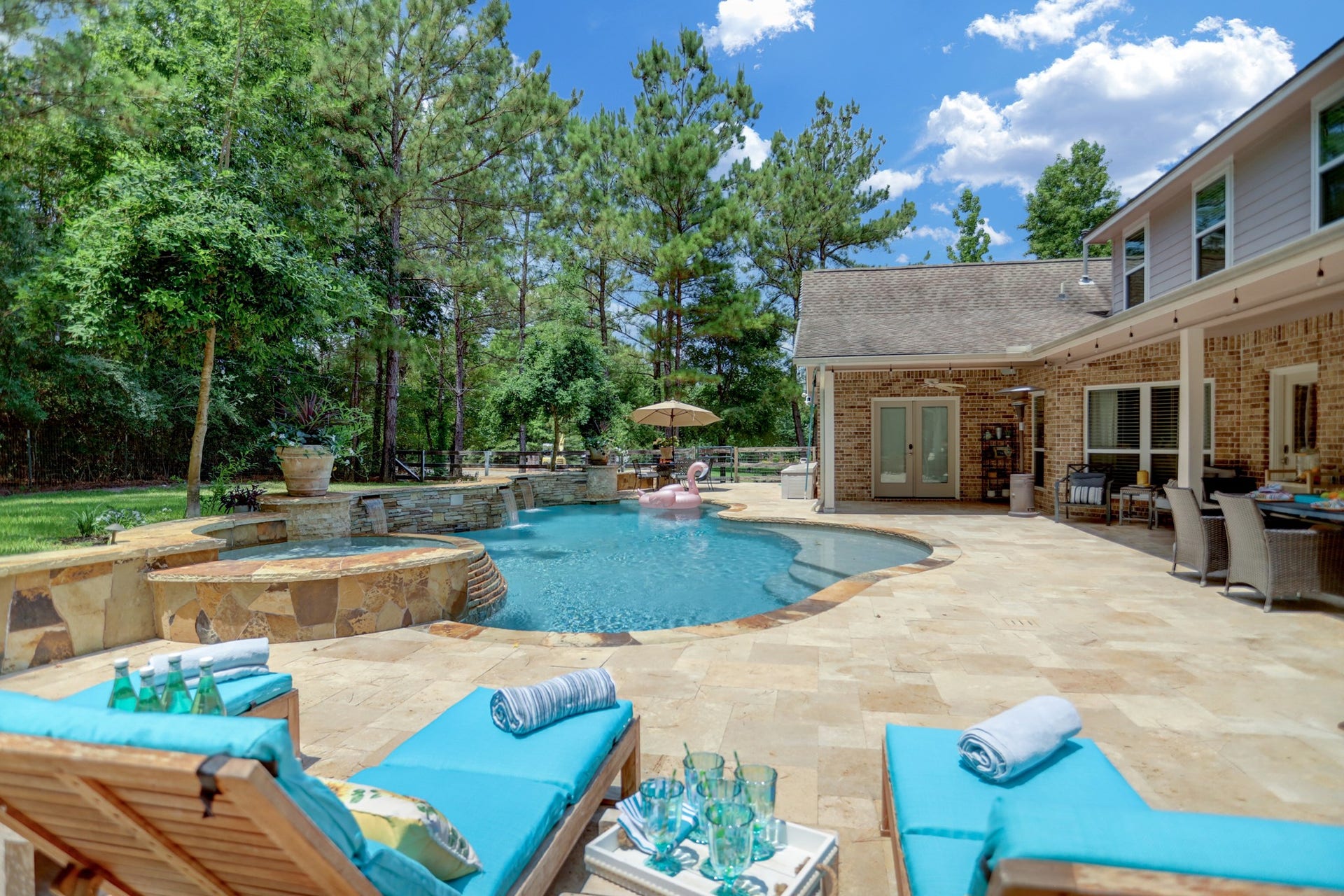 A hotel pool experience in your own backyard oasis... a firepit for story time, roasting marshmellows, or just having cozy family time.  All here on your own 1.76 acres.