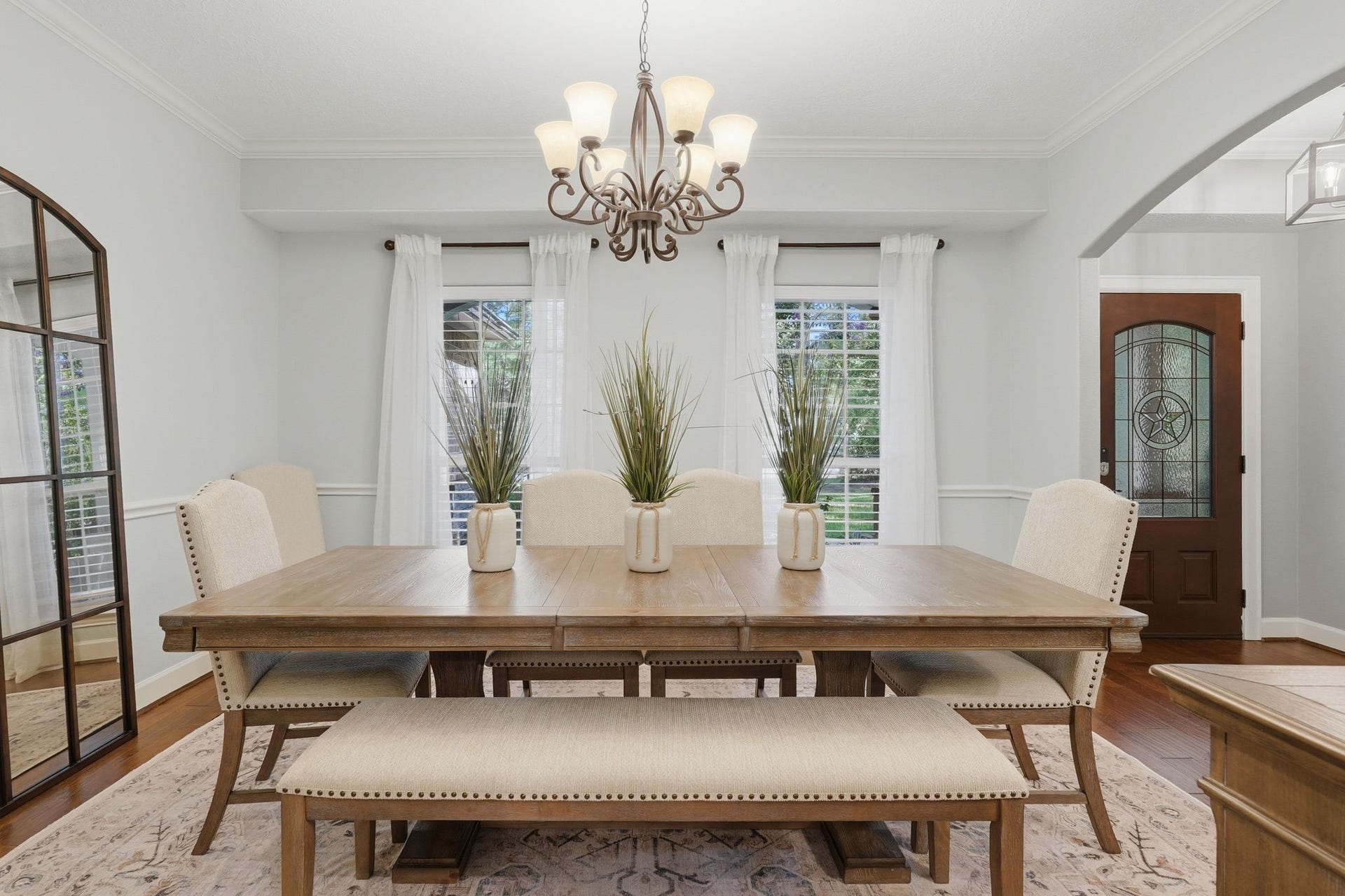 upon entering the home, there is a formal dining room to theright making a stunning first impression.