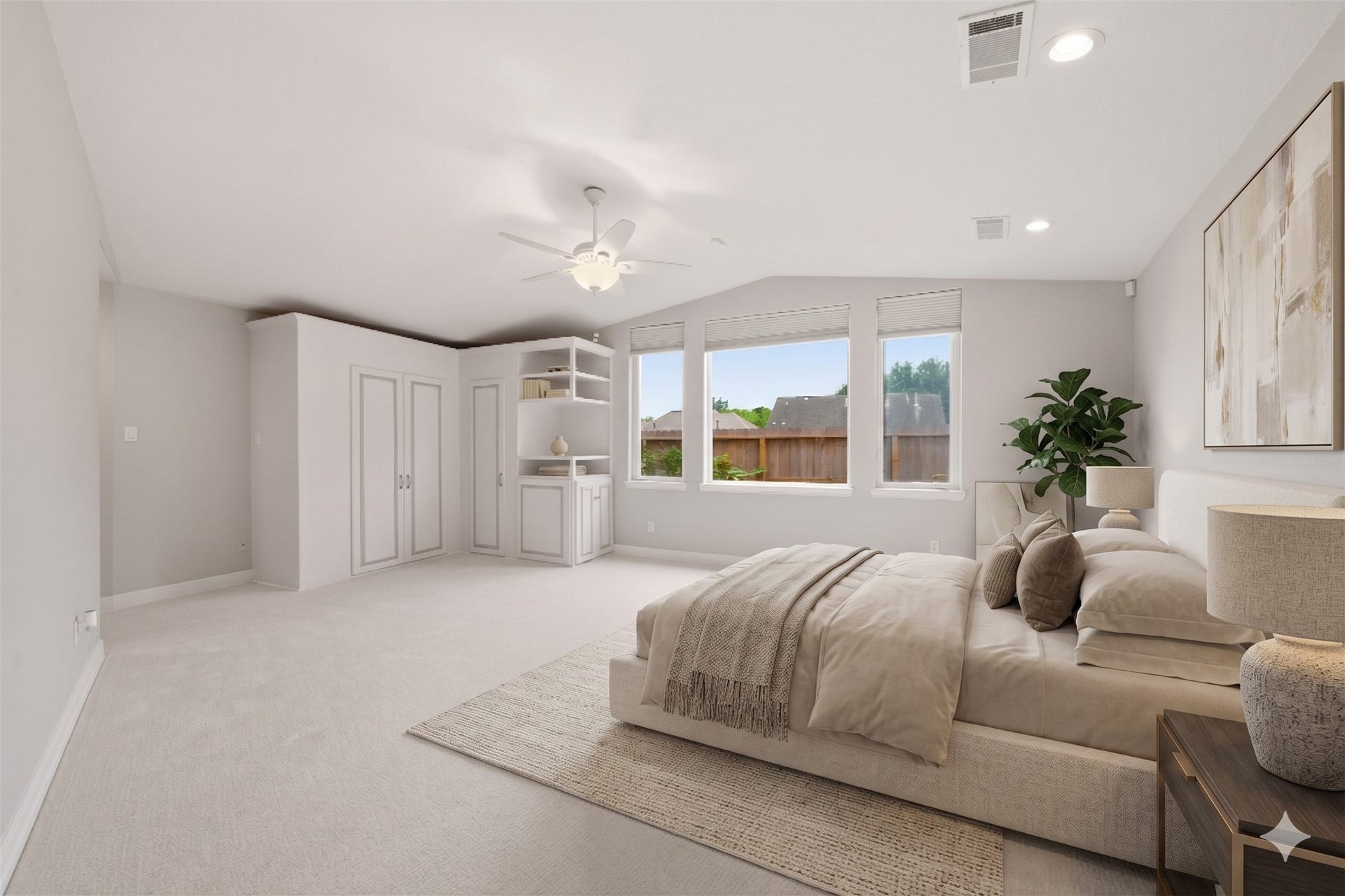 412 Live Oak Lane, Friendswood, TX 77546 Primary bedroom (1): Expansive primary suite is one of two bedrooms conveniently located on the main floor.