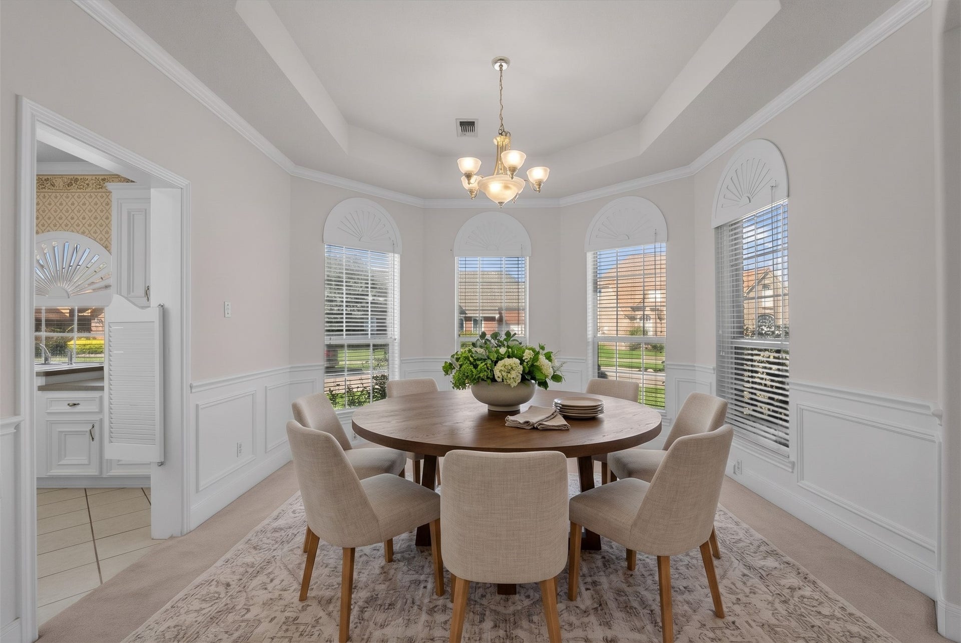 4402 Santee Drive, Baytown, TX 77521 Generously sized formal dining room designed for hosting dinner parties.