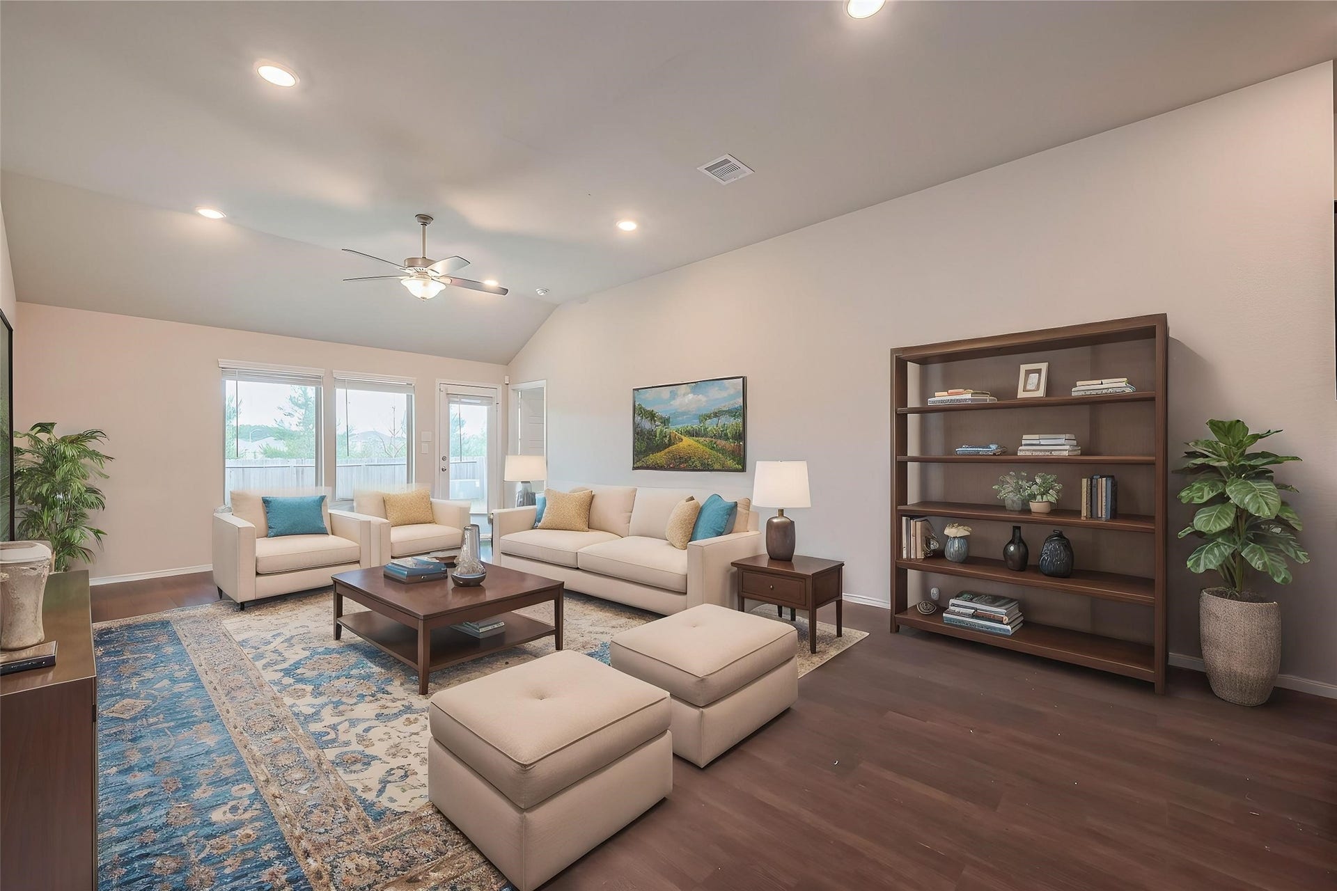 335 Jewett Meadow Drive, Magnolia, TX 77354 Family room virtually staged.