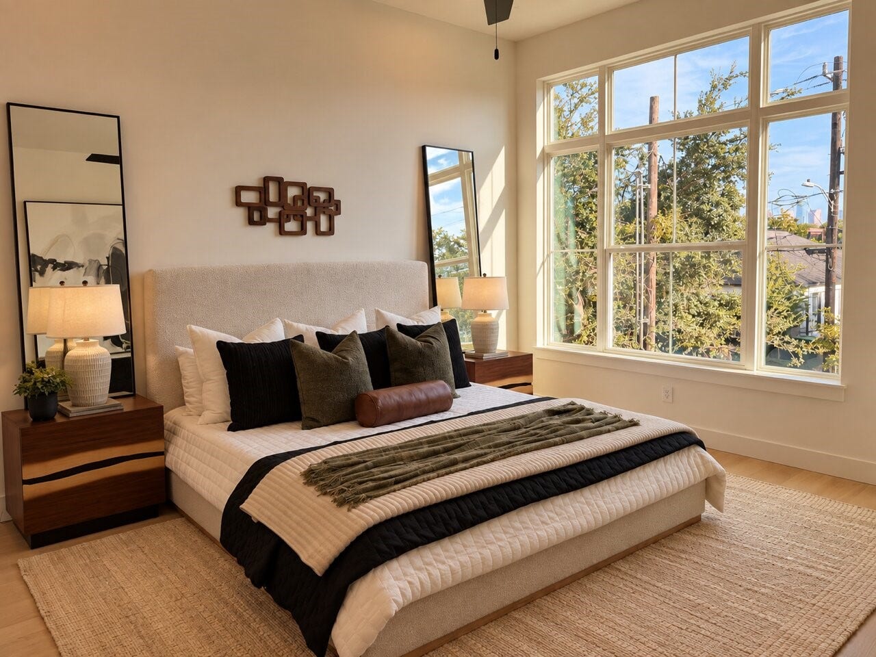 1122 Robbie Street, Houston, TX 77009 Primary bedroom has trey ceilings and large windows to make it feel open and airy.