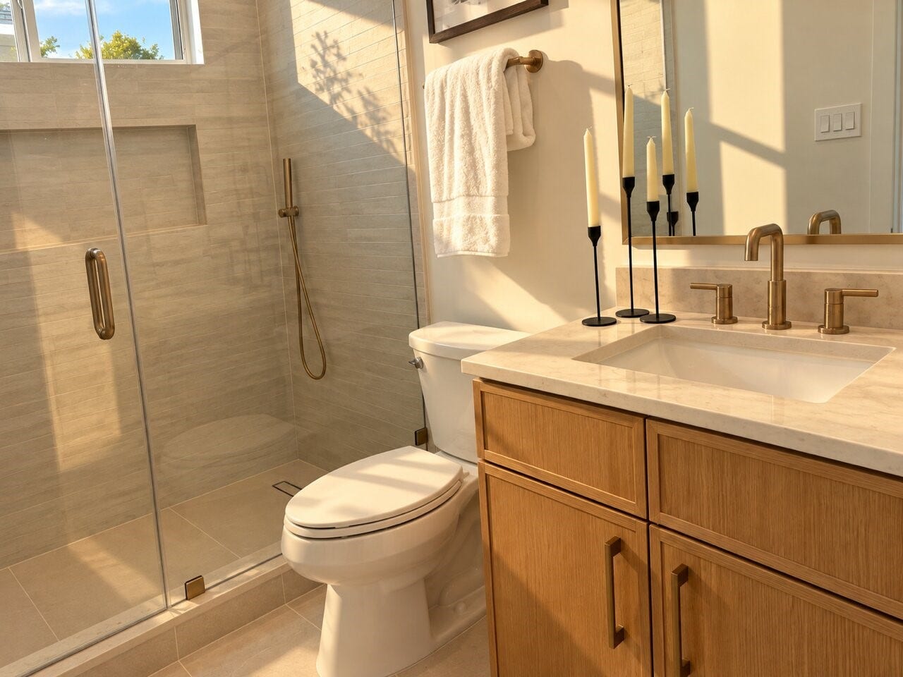 1122 Robbie Street, Houston, TX 77009 Bedroom 3 in the back of the home has an ensuite bathroom with shower.