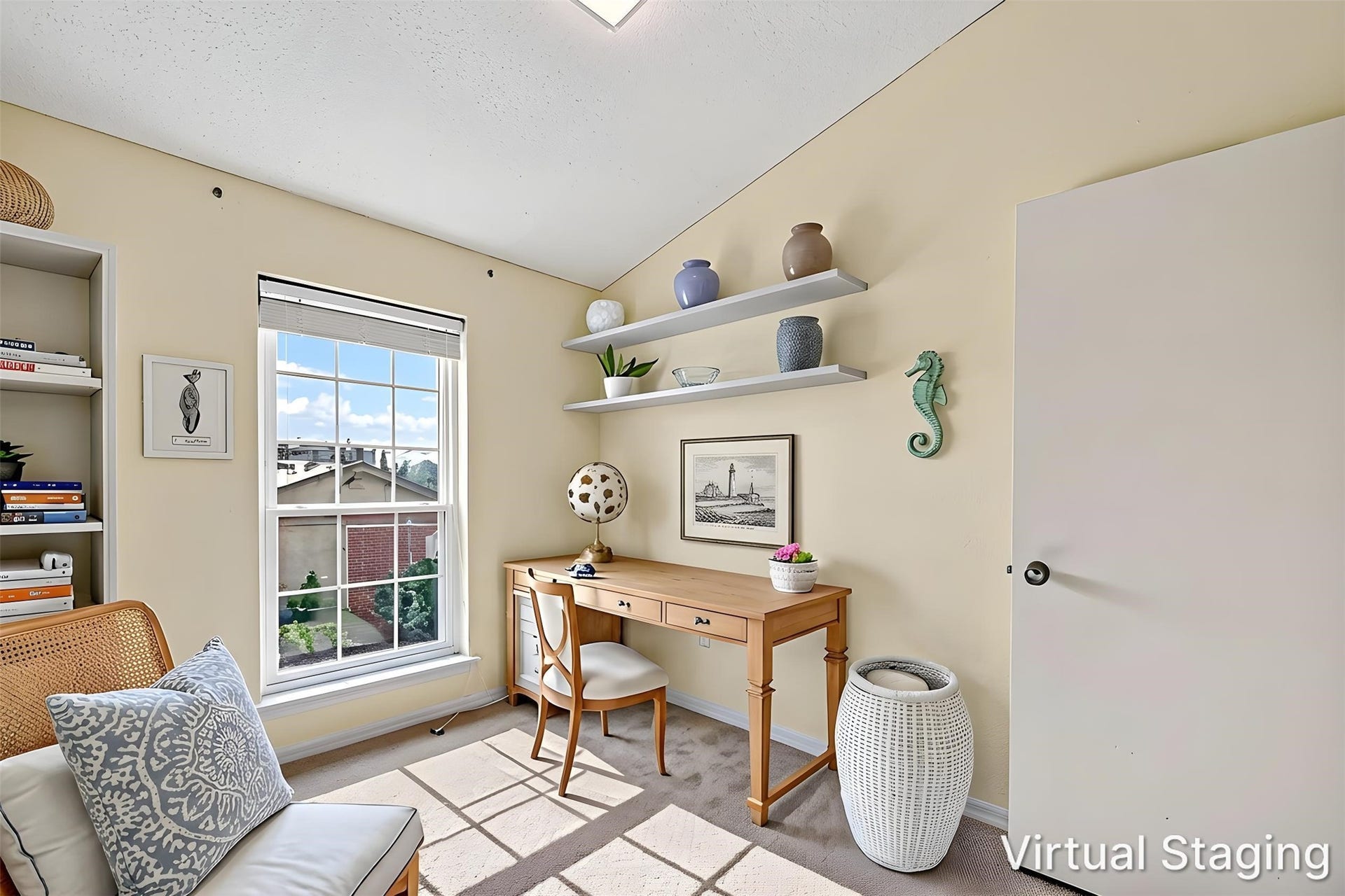 Secondary bedroom being used as an office [virtual staged]