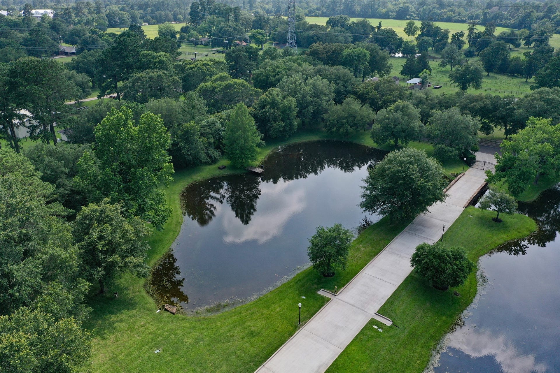 Stunning aerial view looking back towards the road.