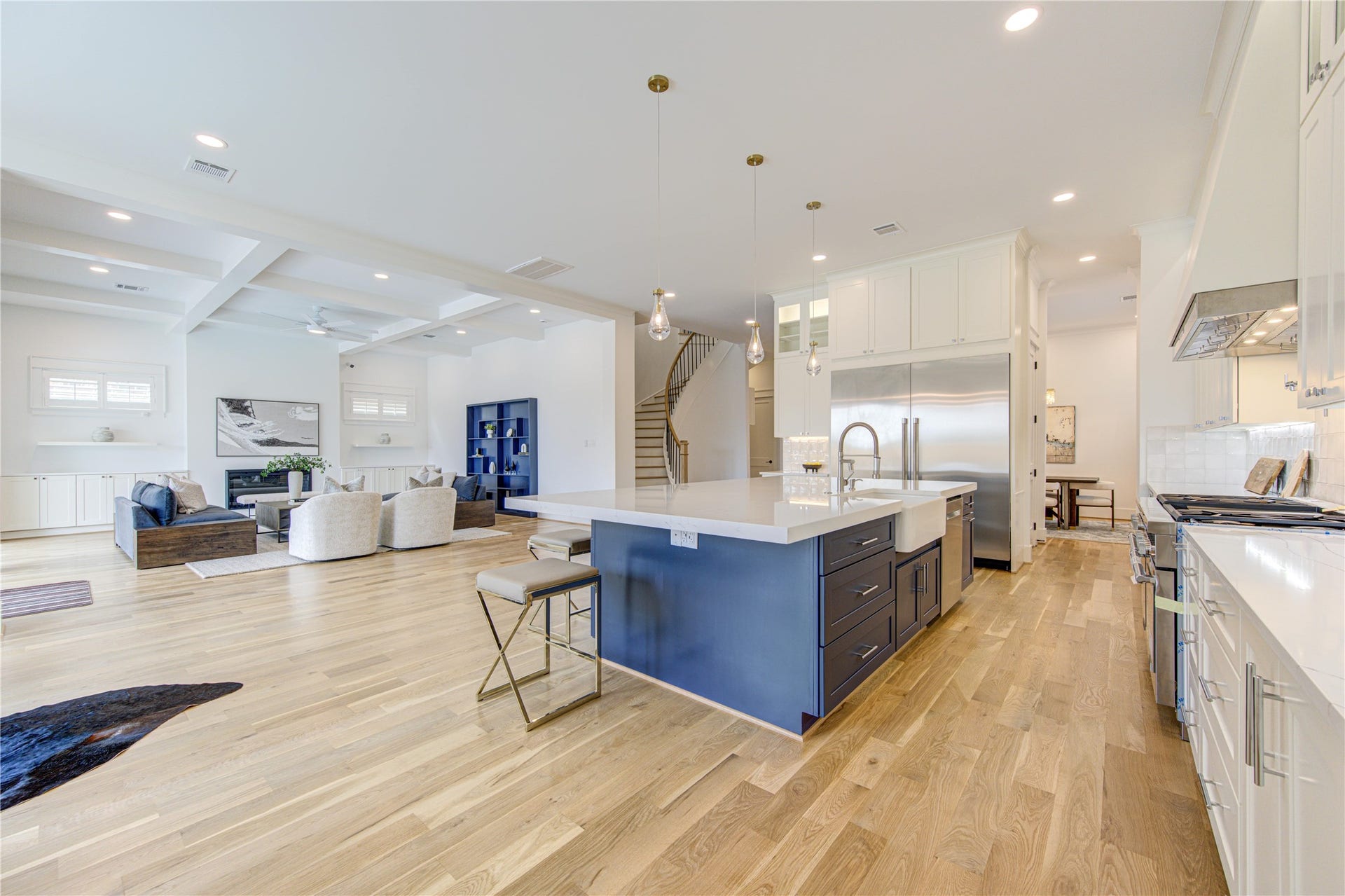 Architecturally crafted Open Concept home ready for entertaining. Participate in Living room conversation from Kitchen.