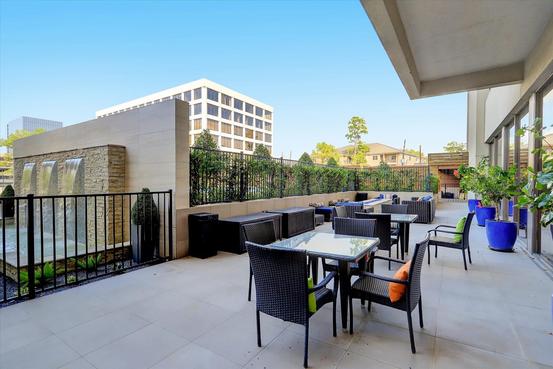 49 Briar Hollow Lane, #702, Houston, TX 77027 Terrace adjoining the pool area.