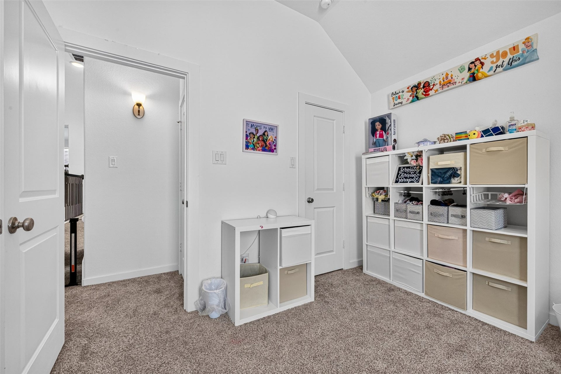 10114 Brush Way, Rosharon, TX 77583 Charming bedroom with plush carpeting, ample storage, and bright white walls offering a versatile space for personal touches.