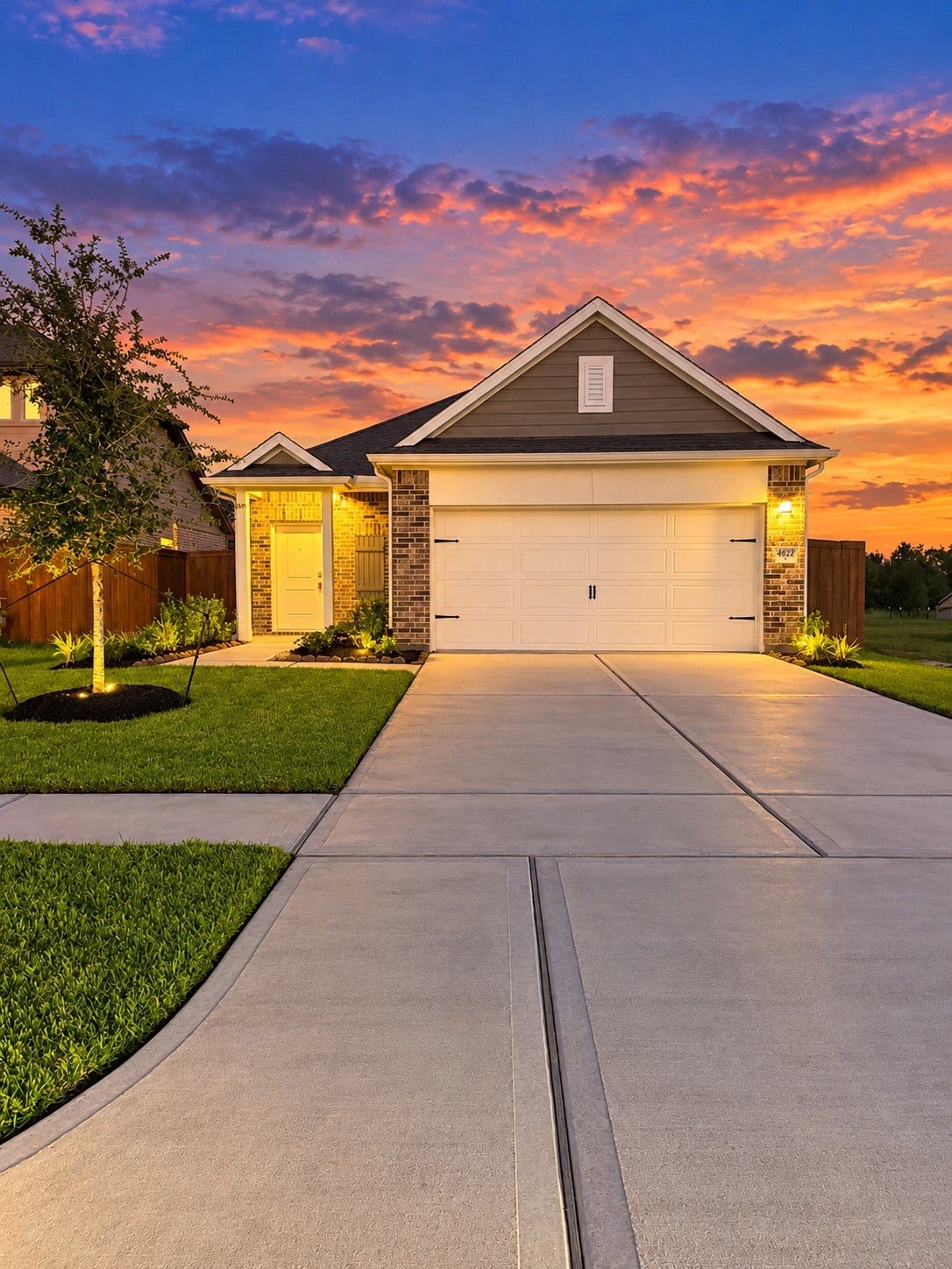 4622 Crater Run Drive, Texas City, TX 77539 Twilight dusk exterior frontage of home.