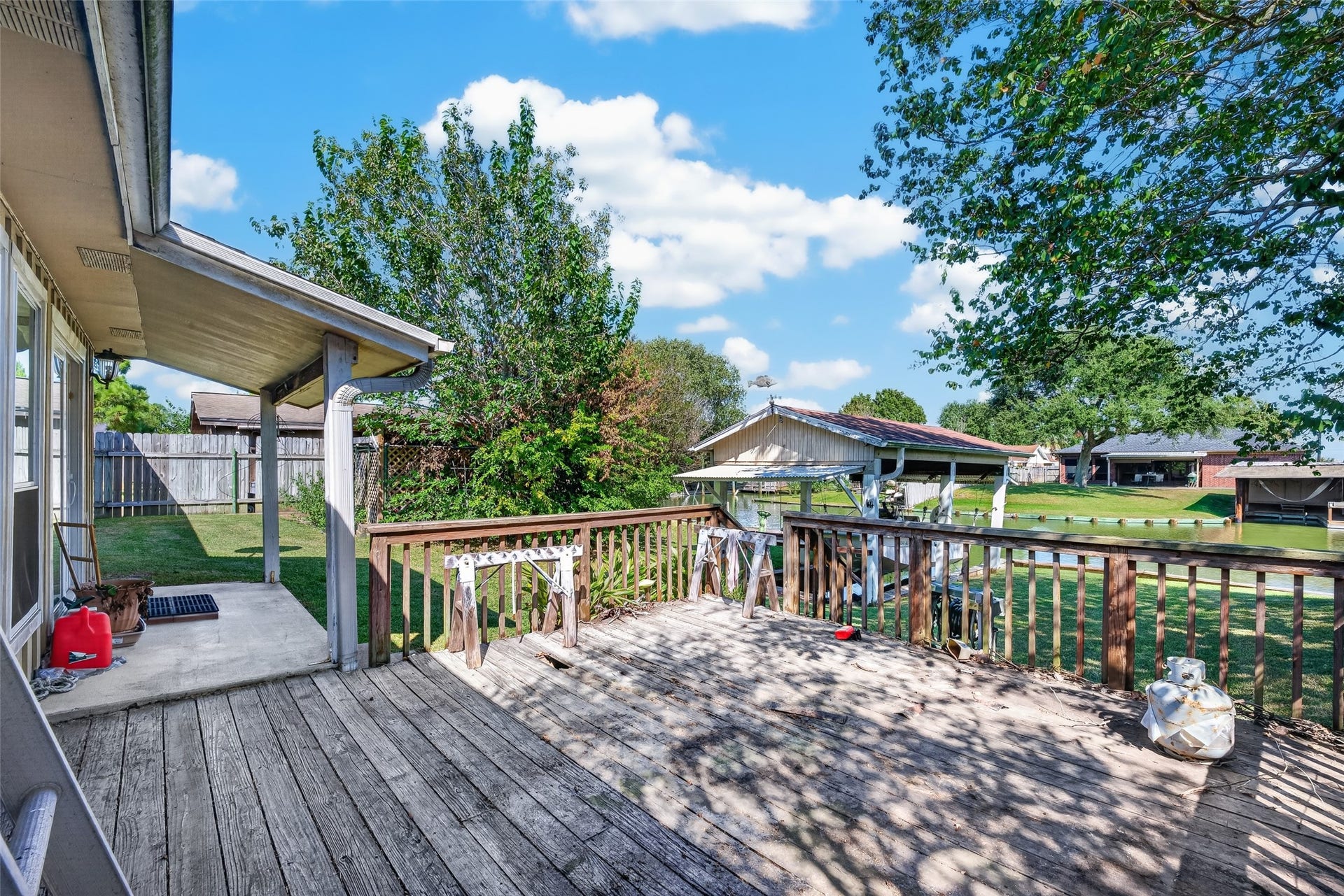 Backyard deck looking out over the water