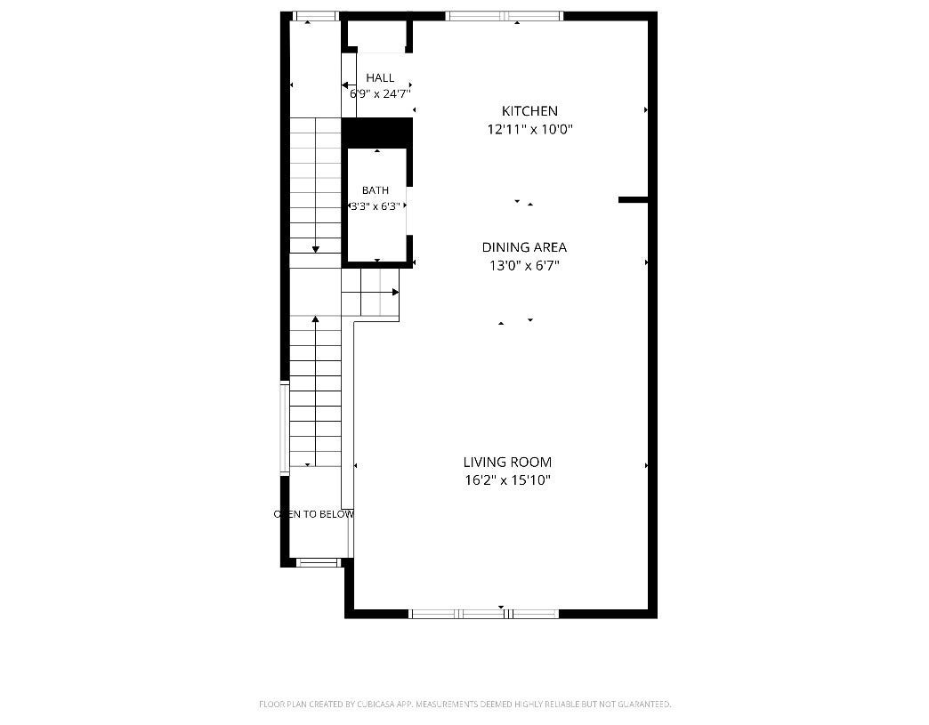 6363 Fairdale Lane, #L, Houston, TX 77057 Floor 2 - Open and spacious living, kitchen w/pantry and island, dining, and powder bath. Hardwood floors throughout 2nd floor. Measurements are approximate