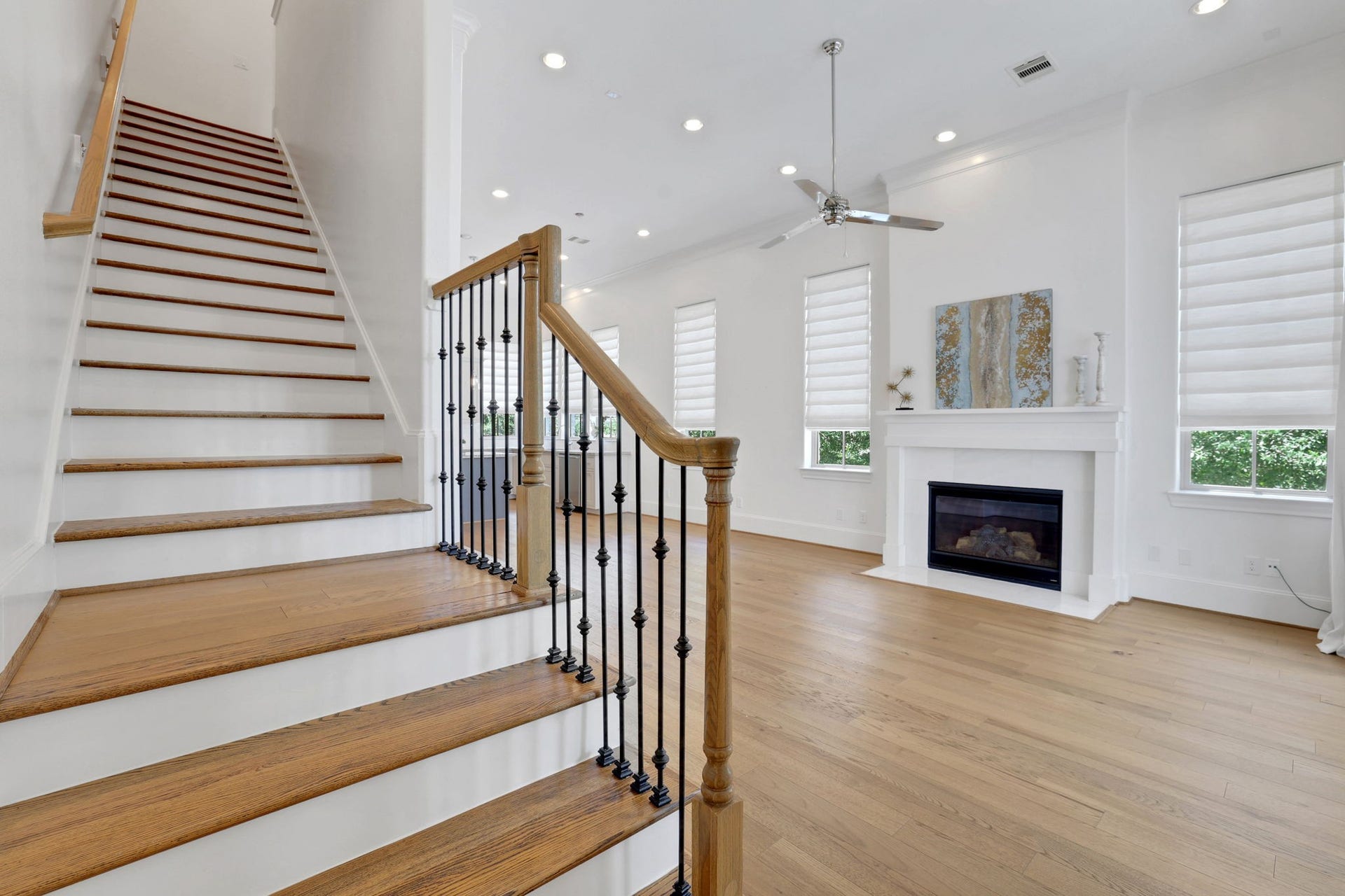 4045 Leeland Street, Houston, TX 77023 Stairs leading to the third floors with gorgeous wood deatil