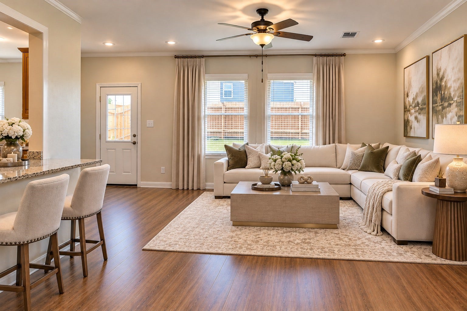 8202 Blooming Meadow Lane, Houston, TX 77016 Family Room (AI (Staged)