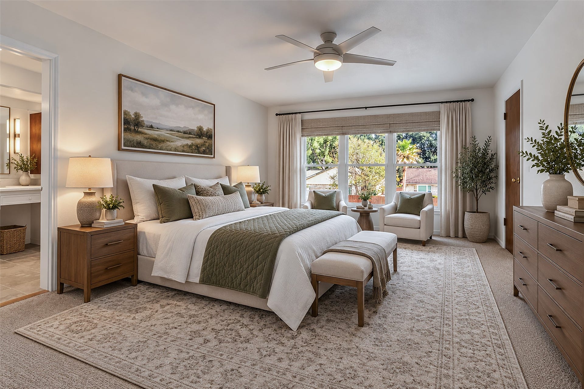 Virtually staged Primary Bedroom
