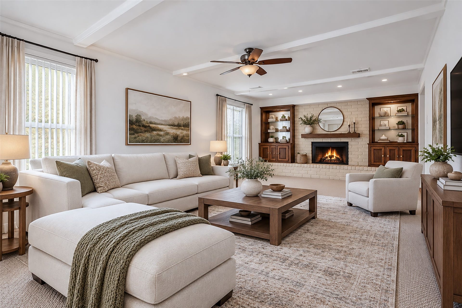 Virtually staged Family Room.