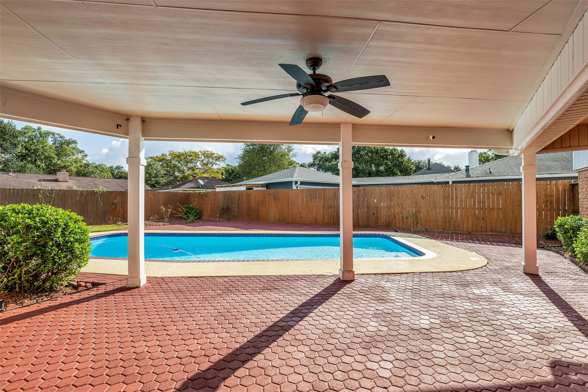 Very large low maintenance covered patio.
