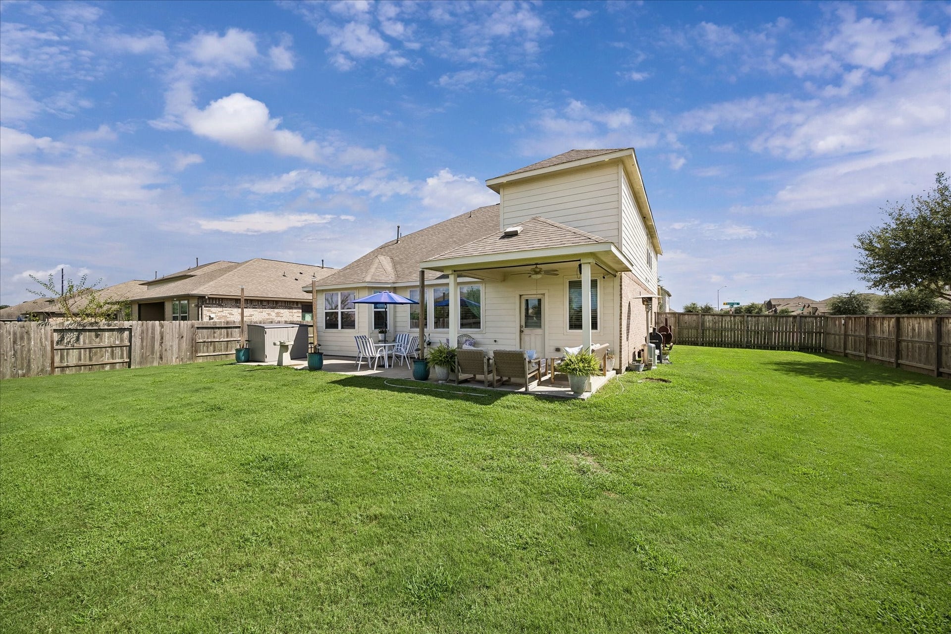 25934 Bronze Oak Court, Richmond, TX 77406 With a greenbelt stretching behind the home, this spacious backyard offers added privacy and a peaceful setting for relaxing, entertaining and making the most of life outdoors.