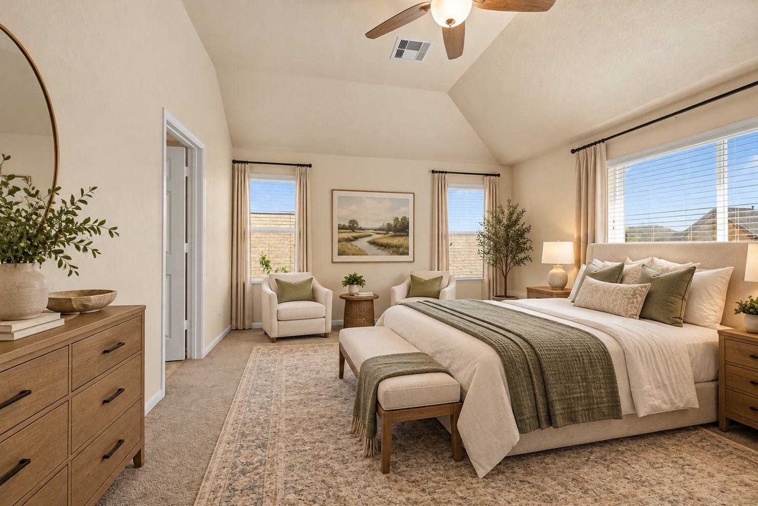 9979 Chimney Swift Lane, Conroe, TX 77385 Primary bedroom up virtually staged.