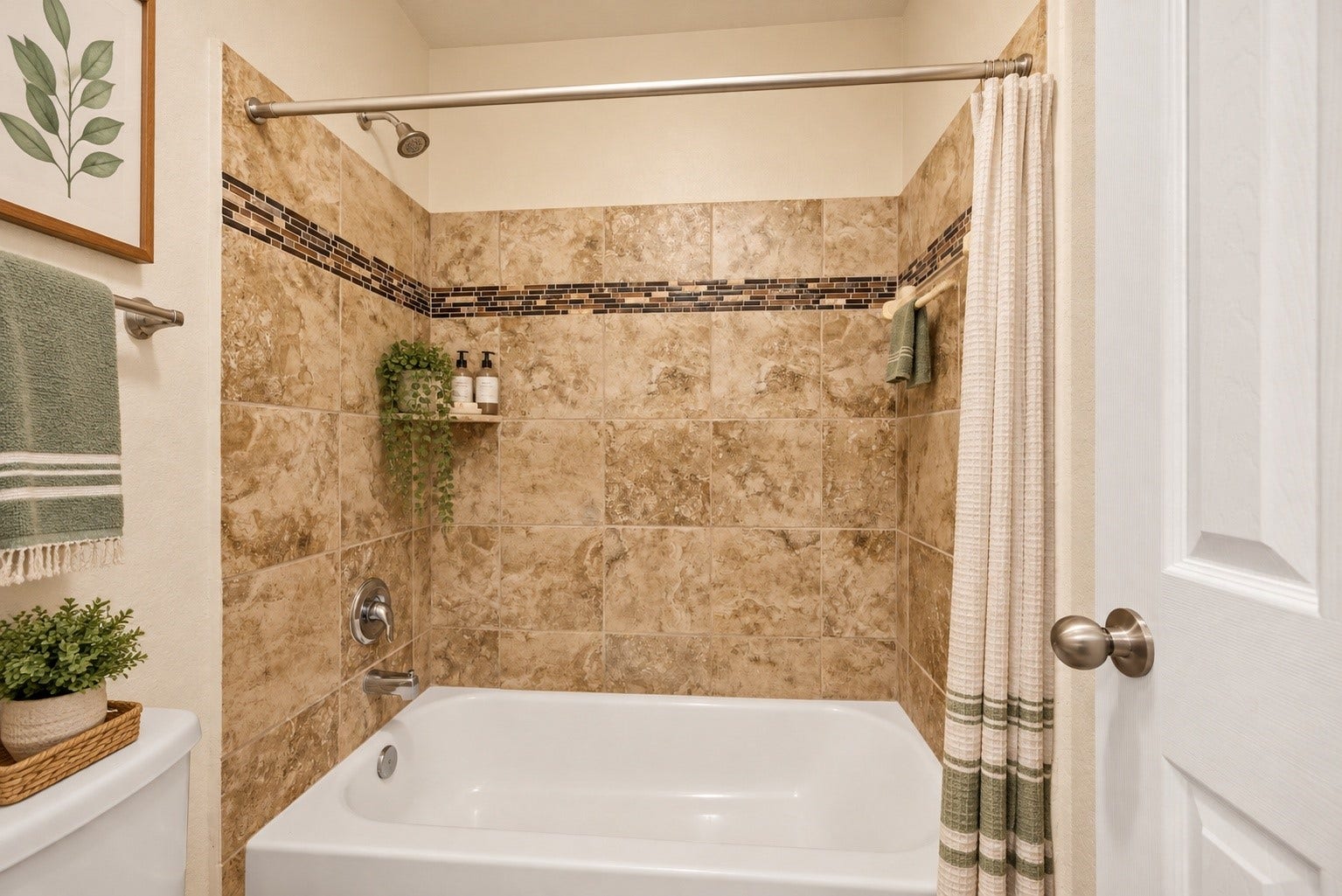 9979 Chimney Swift Lane, Conroe, TX 77385 Upstairs shower virtually staged.