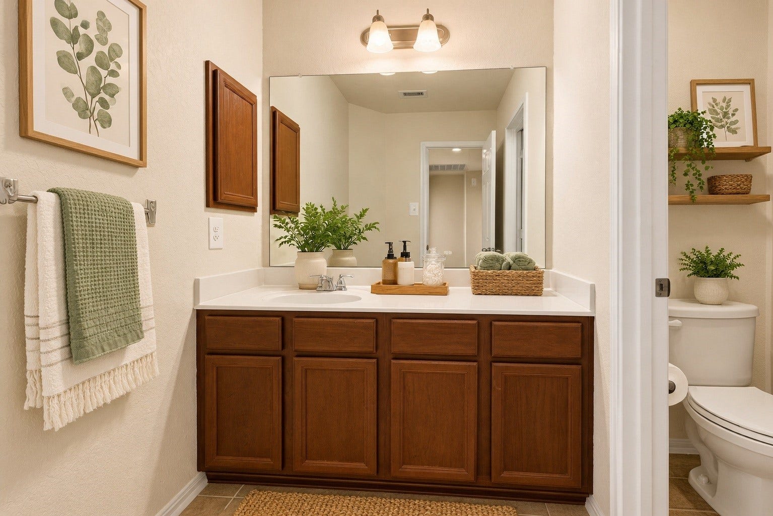 9979 Chimney Swift Lane, Conroe, TX 77385 Upstairs bathroom virtually staged.
