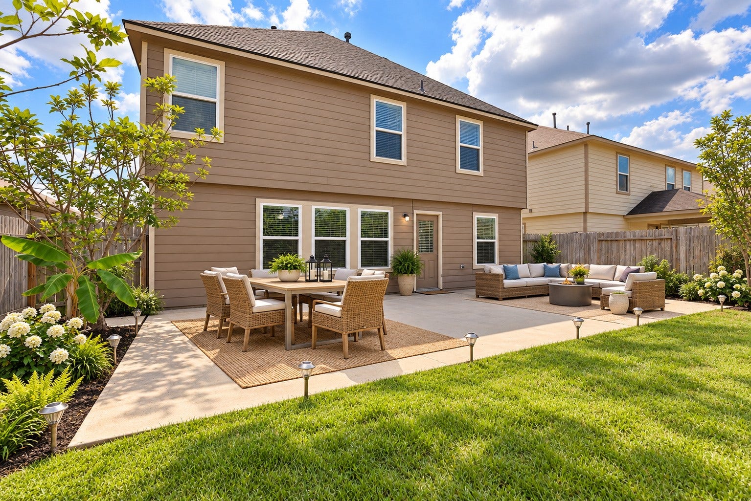 9979 Chimney Swift Lane, Conroe, TX 77385 Back patio virtually staged.