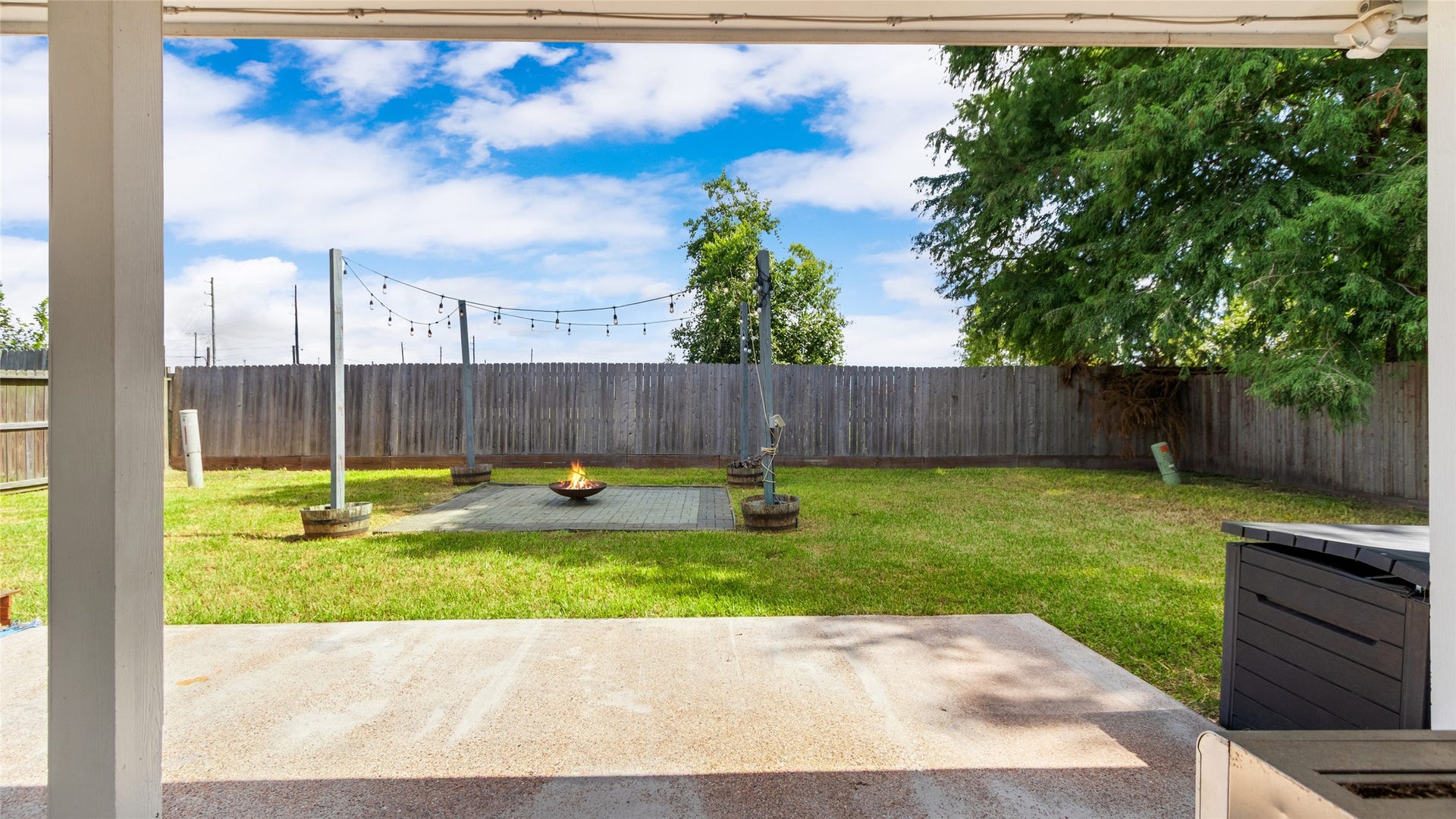 13318 Colton Lane, Santa Fe, TX 77510 View from back door under covered patio
