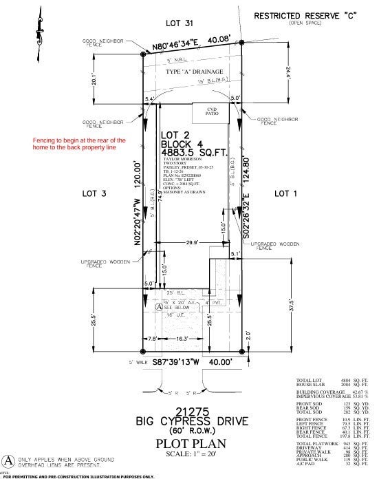 21275 Big Cypress Drive, Montgomery, TX 77356 21275 Big Cypress Drive Preliminary Plot Plan