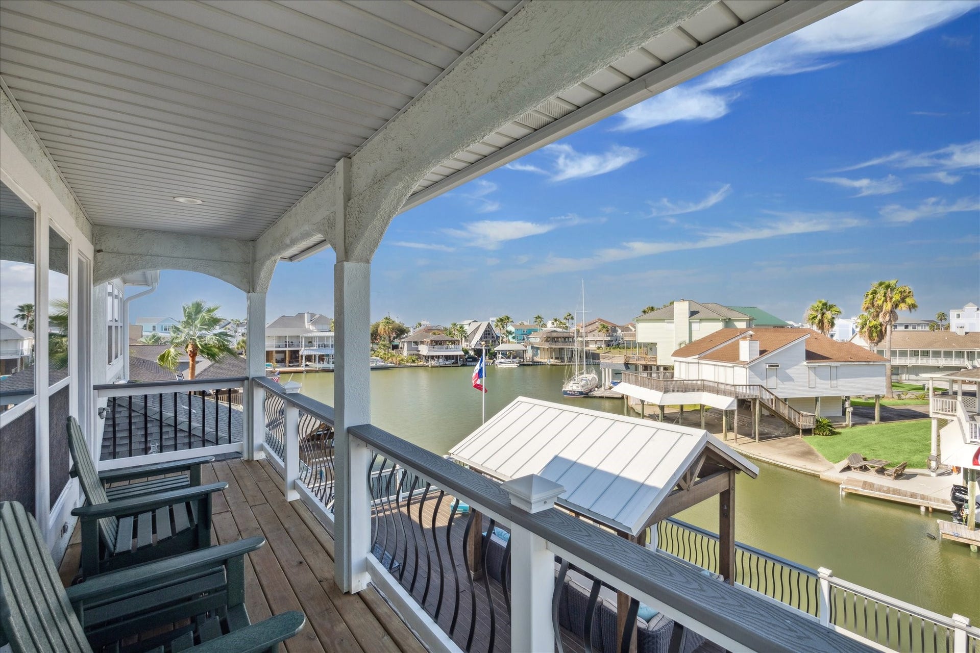 241 Tamana Drive, Tiki Island, TX 77554 a large covered deck for watching the sunsets!