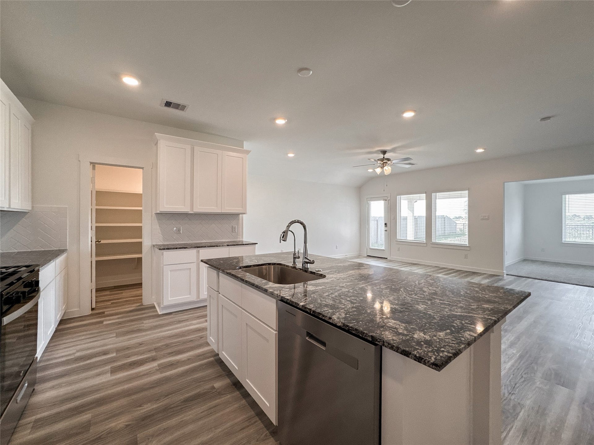 8706 Marlow Drive, Texas City, TX 77591 Kitchen overlooking Living Space and lovely backyard