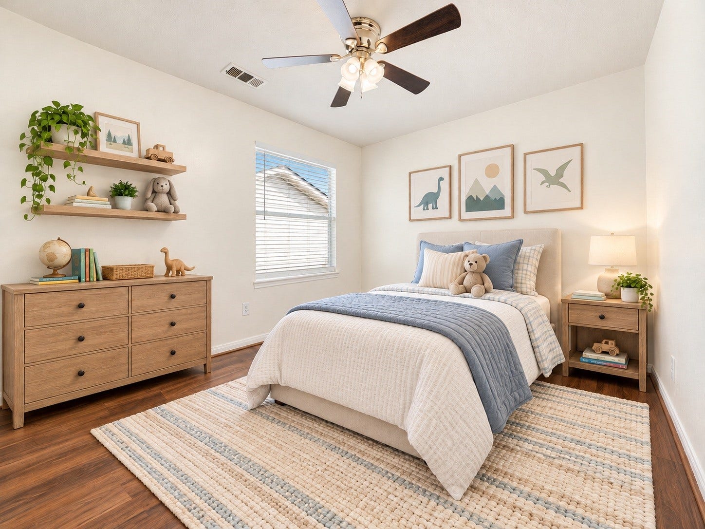 6306 Pago Lane, Houston, TX 77041 A secondary bedroom offers a ceiling fan and bright natural light, ready for your personal touch. Virtually staged.