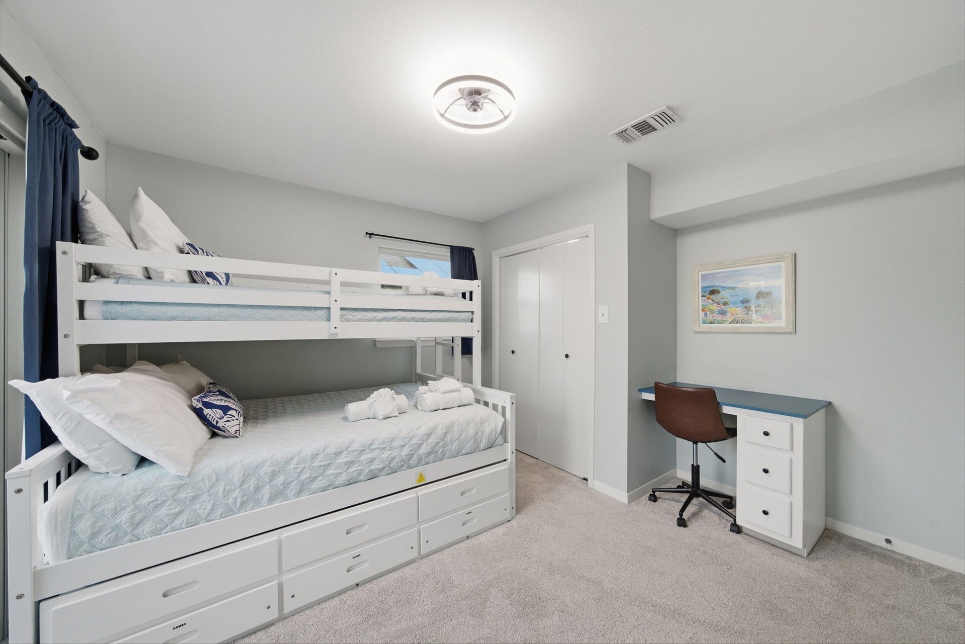 Plenty of storage under the bed, & room to spread out for the kids.