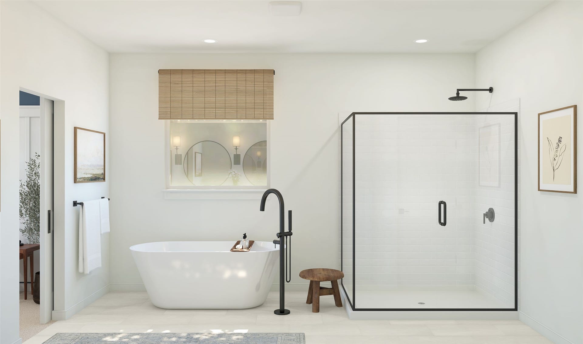 Serene primary bath (*Artist rendering used for illustration purposes only. Colors/finishes may differ from the ones currently selected in the home.)