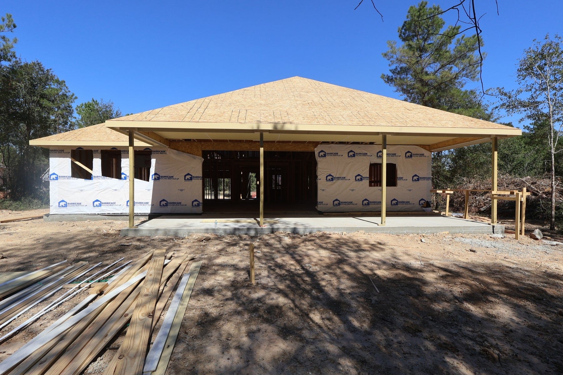 Backyard with covered patio - still under construction