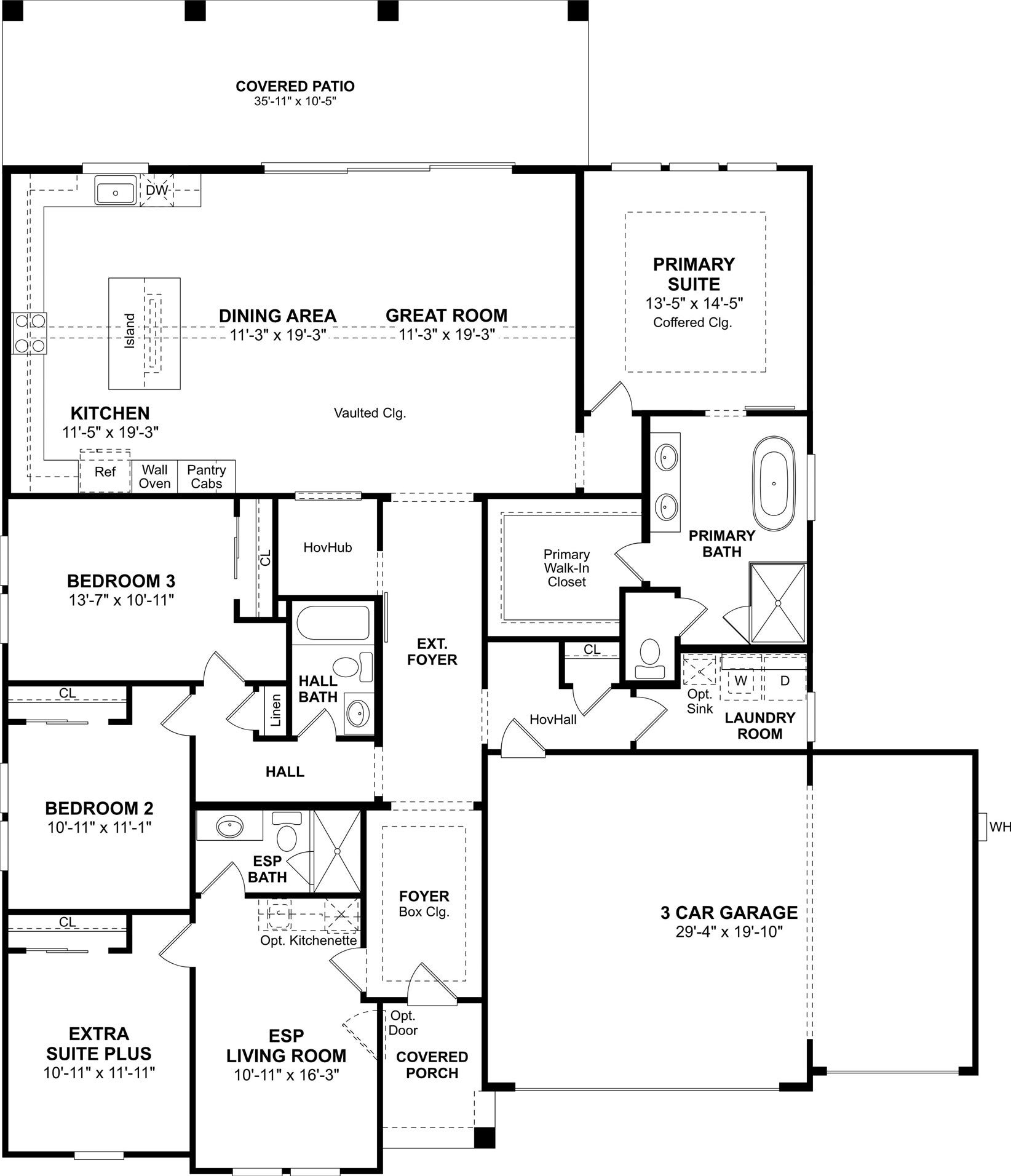 The Belfast ESP floor plan by K. Hovnanian Homes. 1st floor shown. *Prices, plans, dimensions, features, specifications, materials, and availability of homes or communities are subject to change without notice or obligation.