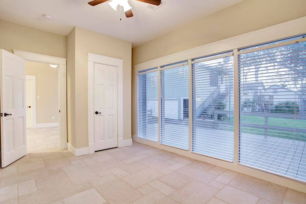 830 Key Street, Houston, TX 77009 Second Bedroom w Walls-of-Glass Windows, New Blinds & Yard Views