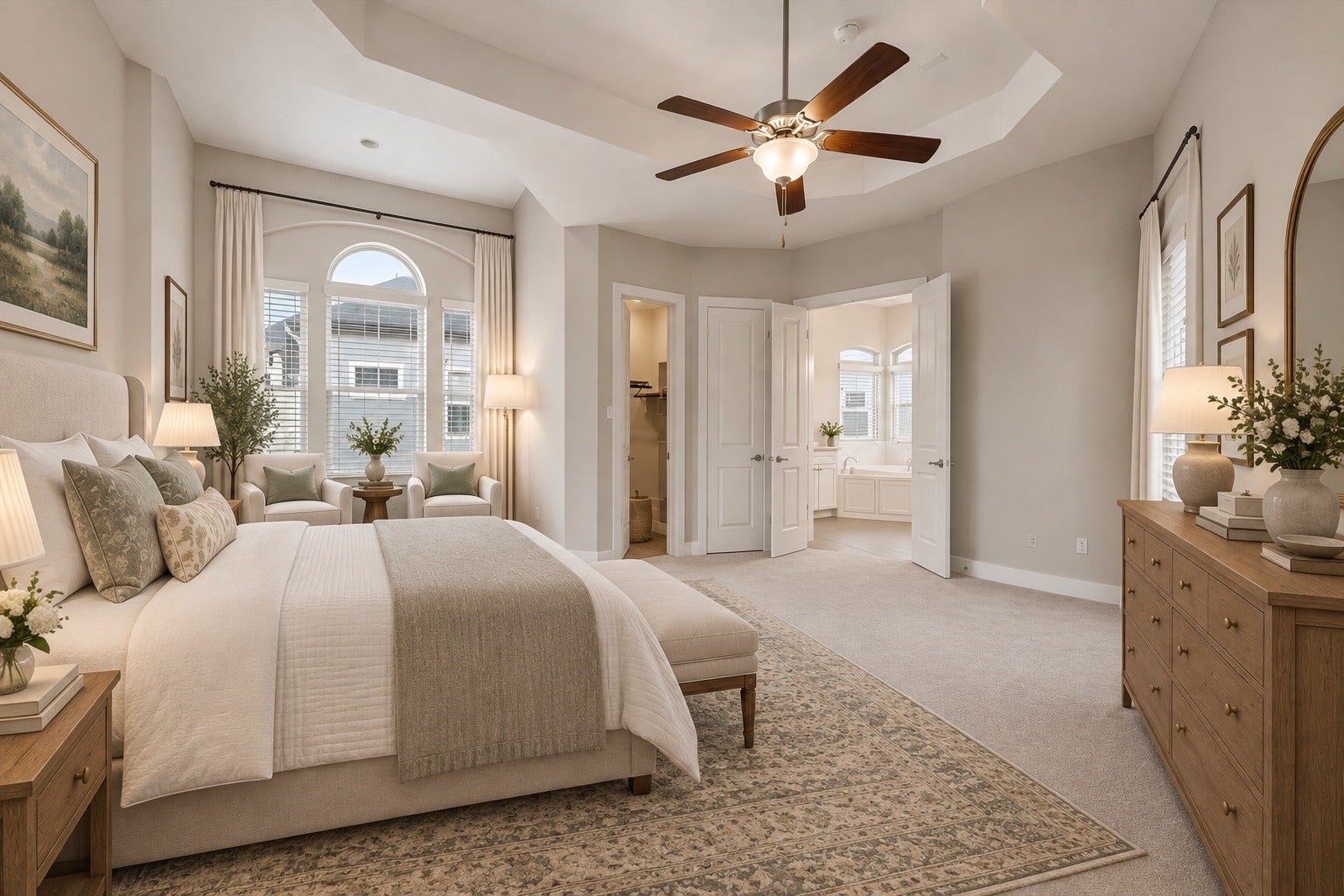 5743 Kiam Street, #F, Houston, TX 77007 Primary bedroom has been virtually staged.