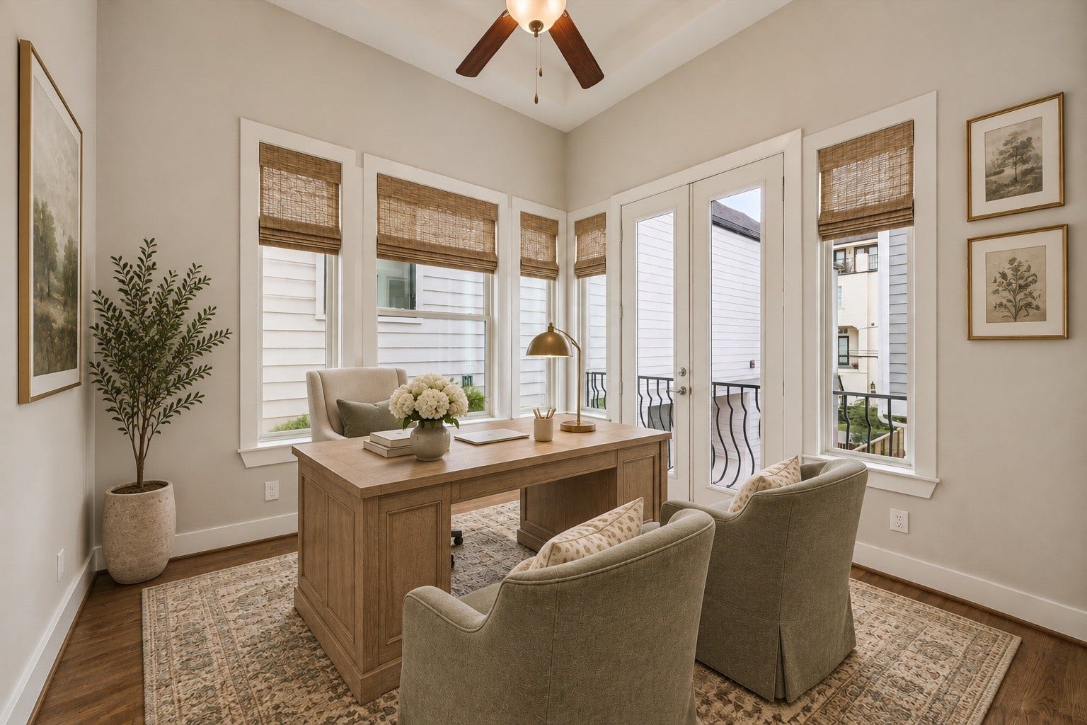 5743 Kiam Street, #F, Houston, TX 77007 Bedroom on the second floor virtually staged as an office.