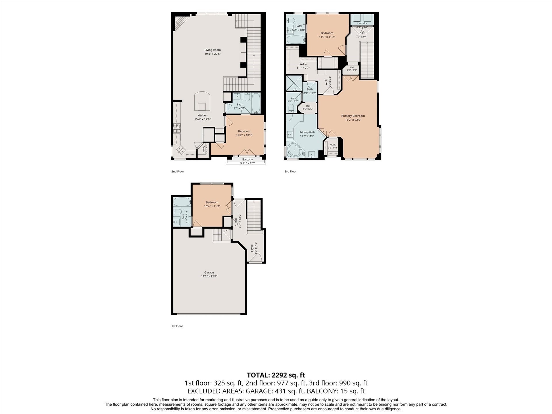 5743 Kiam Street, #F, Houston, TX 77007 Floor plan