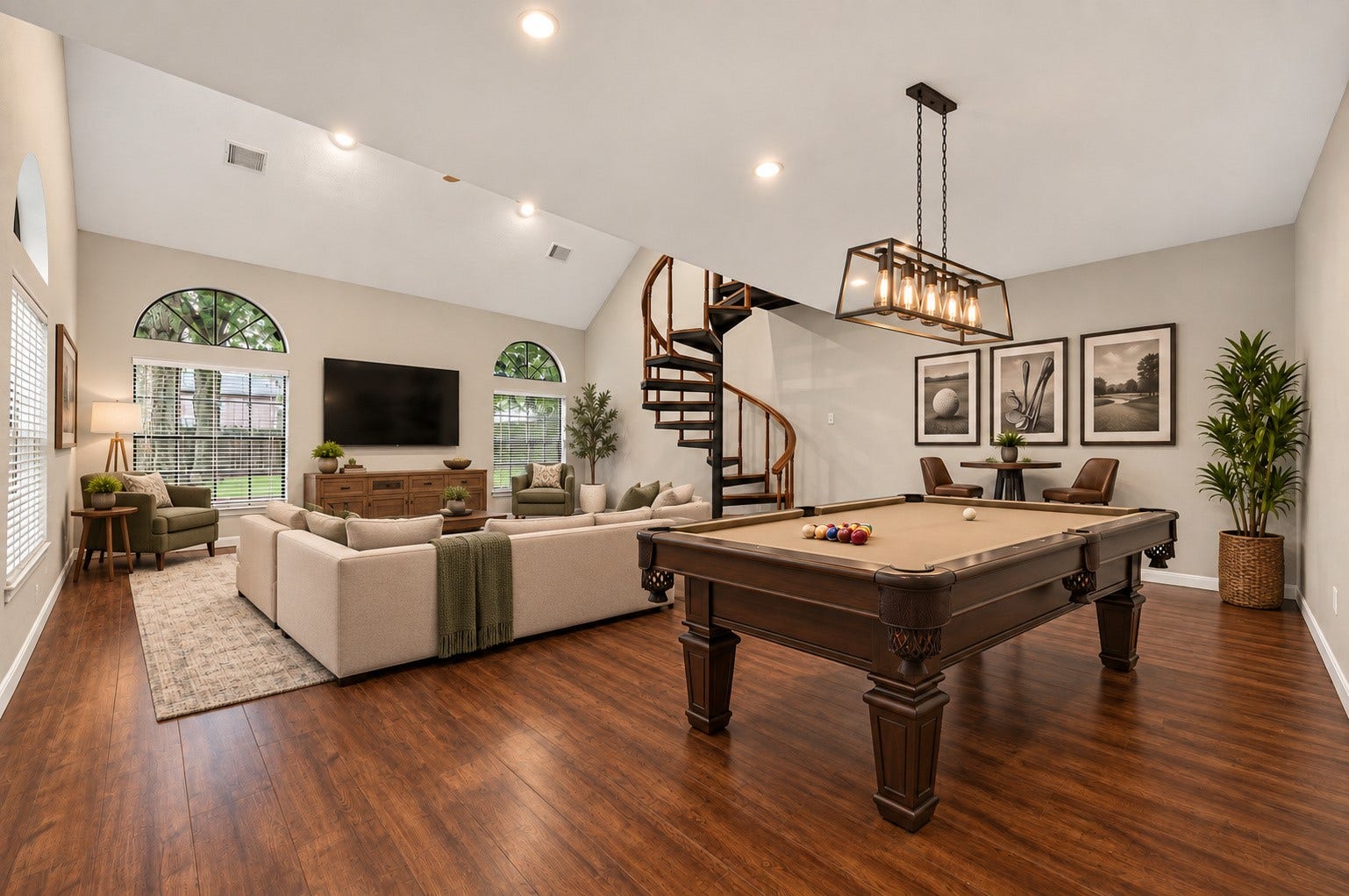 16405 Smith Street, Jersey Village, TX 77040 VIRTUALLY STAGED to showcase the incredible scale and versatility of this EXPANSIVE Game Room. Imagine creating multiple activity zones with plenty of room for a comfortable media area, billiards, game table, and moreall without sacrificing the open feel of this remarkable space. The possibilities for utilizing this incredible space are nearly endless!
