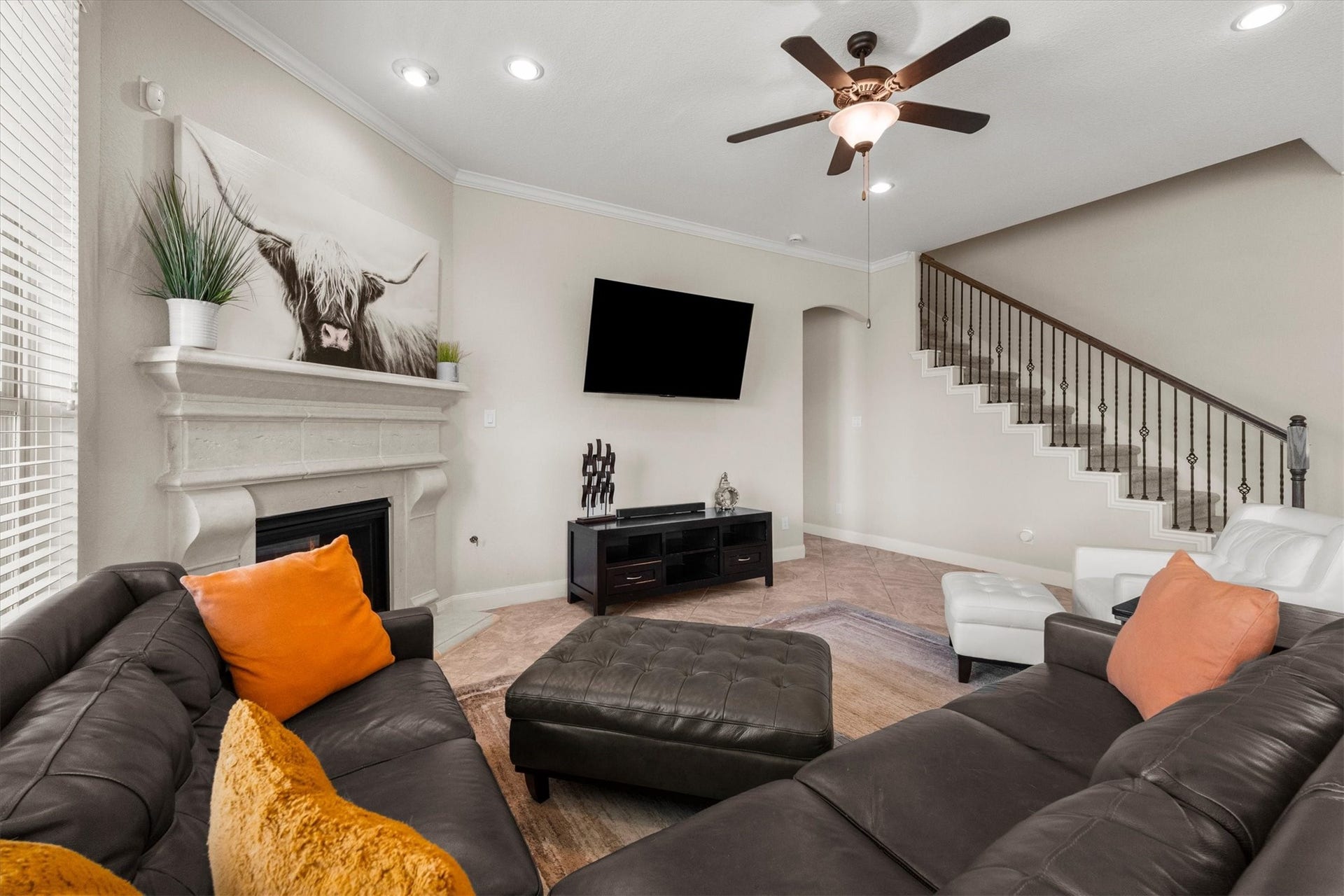 17903 Fernwood Bend Drive, Tomball, TX 77377 Back to the Family Room where we see the stairs leading to the second level.