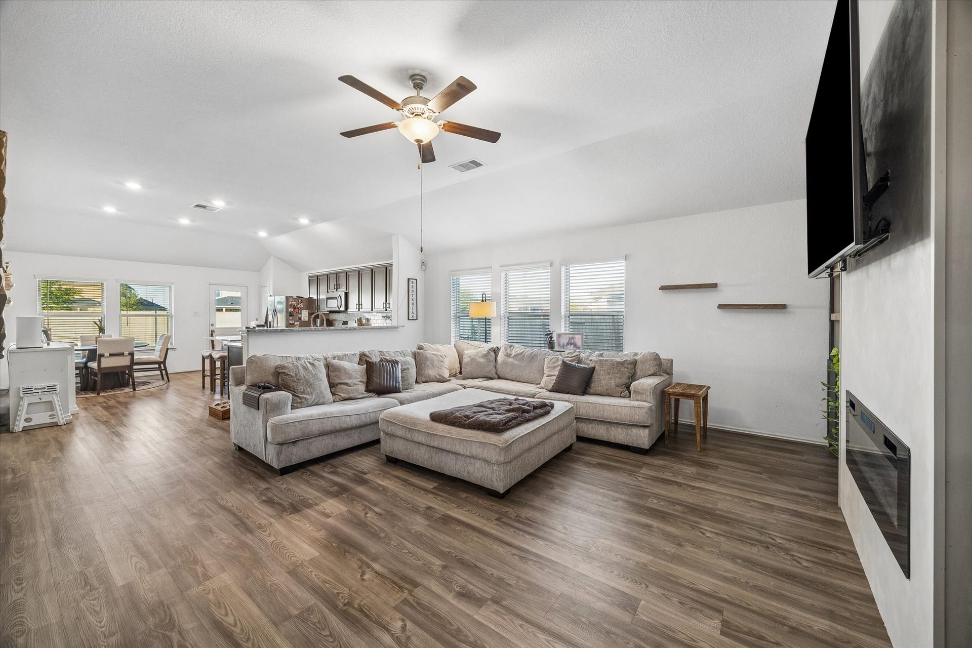 9035 Blue Star Lane, Baytown, TX 77521 Spacious living area flowing to kitchen